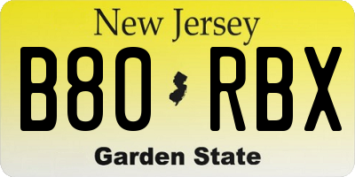 NJ license plate B80RBX