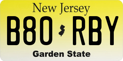 NJ license plate B80RBY