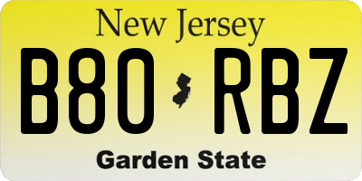 NJ license plate B80RBZ