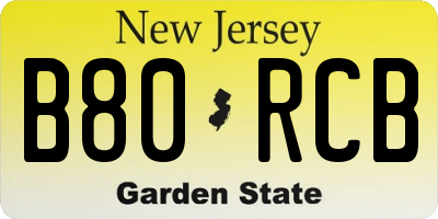 NJ license plate B80RCB