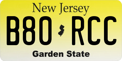 NJ license plate B80RCC
