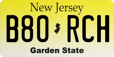 NJ license plate B80RCH