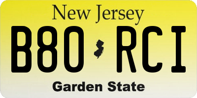NJ license plate B80RCI