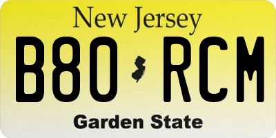 NJ license plate B80RCM