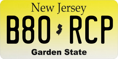 NJ license plate B80RCP