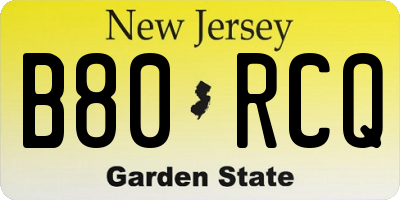 NJ license plate B80RCQ