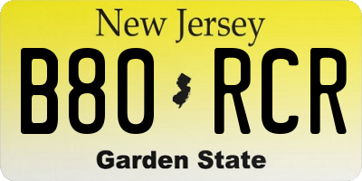 NJ license plate B80RCR