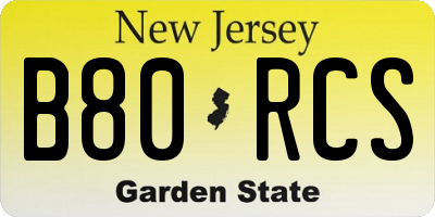NJ license plate B80RCS