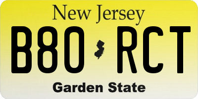 NJ license plate B80RCT