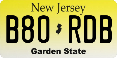 NJ license plate B80RDB