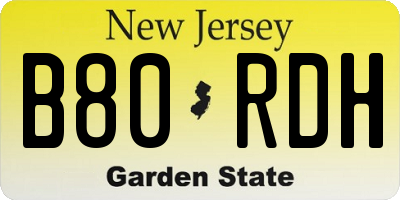 NJ license plate B80RDH