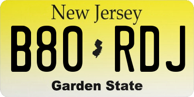NJ license plate B80RDJ