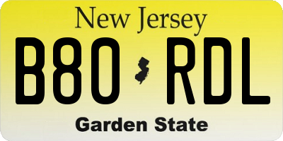 NJ license plate B80RDL