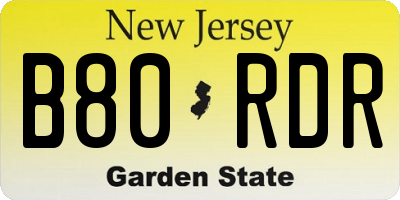 NJ license plate B80RDR