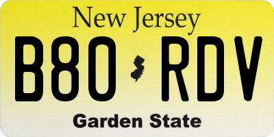 NJ license plate B80RDV