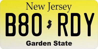 NJ license plate B80RDY