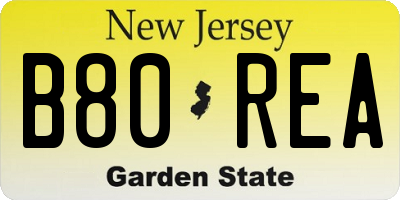 NJ license plate B80REA