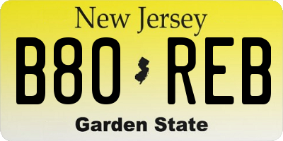 NJ license plate B80REB