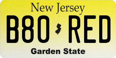 NJ license plate B80RED