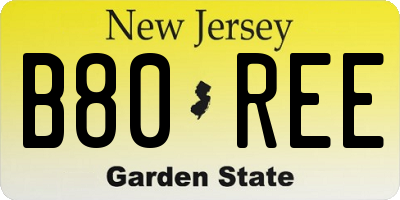 NJ license plate B80REE