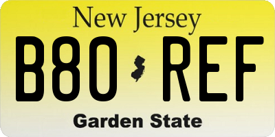 NJ license plate B80REF