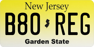 NJ license plate B80REG