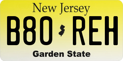 NJ license plate B80REH