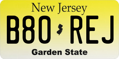 NJ license plate B80REJ
