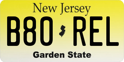 NJ license plate B80REL