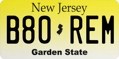 NJ license plate B80REM