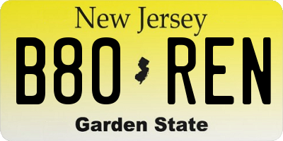 NJ license plate B80REN