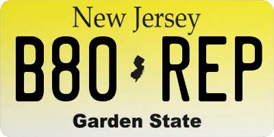 NJ license plate B80REP