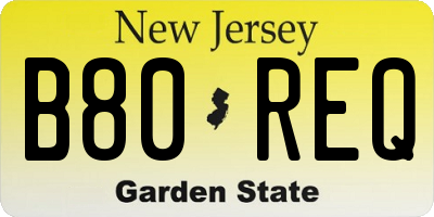 NJ license plate B80REQ
