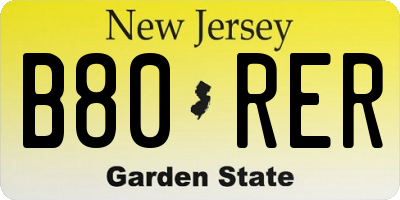 NJ license plate B80RER