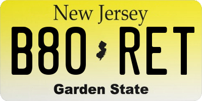 NJ license plate B80RET