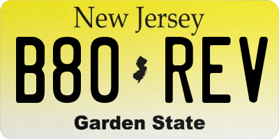 NJ license plate B80REV