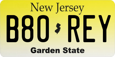 NJ license plate B80REY