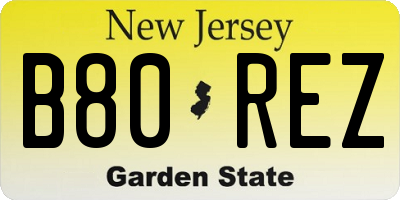 NJ license plate B80REZ