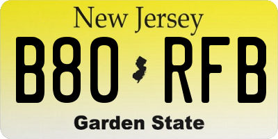 NJ license plate B80RFB