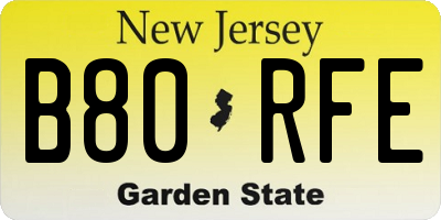 NJ license plate B80RFE