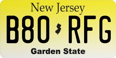 NJ license plate B80RFG