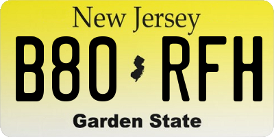 NJ license plate B80RFH