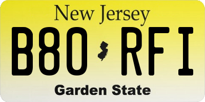 NJ license plate B80RFI