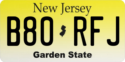 NJ license plate B80RFJ
