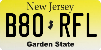 NJ license plate B80RFL