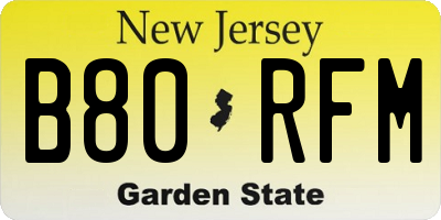 NJ license plate B80RFM