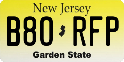 NJ license plate B80RFP
