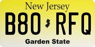 NJ license plate B80RFQ