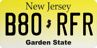 NJ license plate B80RFR