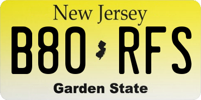 NJ license plate B80RFS